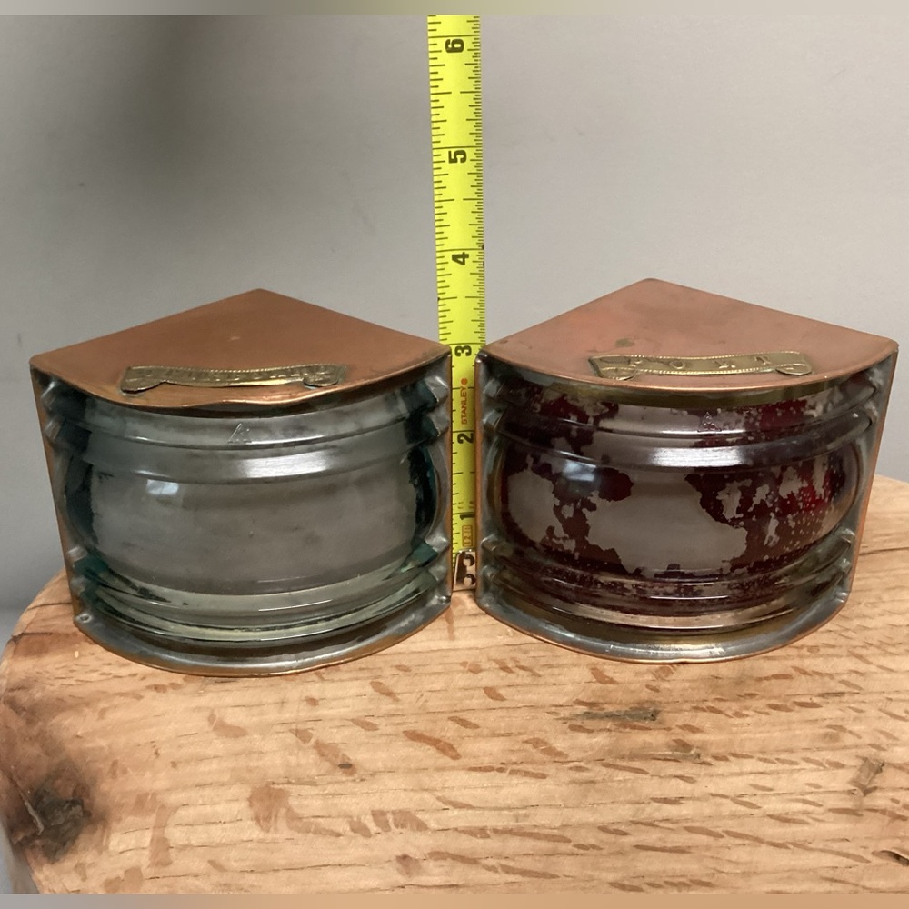 🟠 Vintage - Antique ? Copper Brass & Glass Crafted Nautical Boat Lanterns Rare - Picture 12 of 16